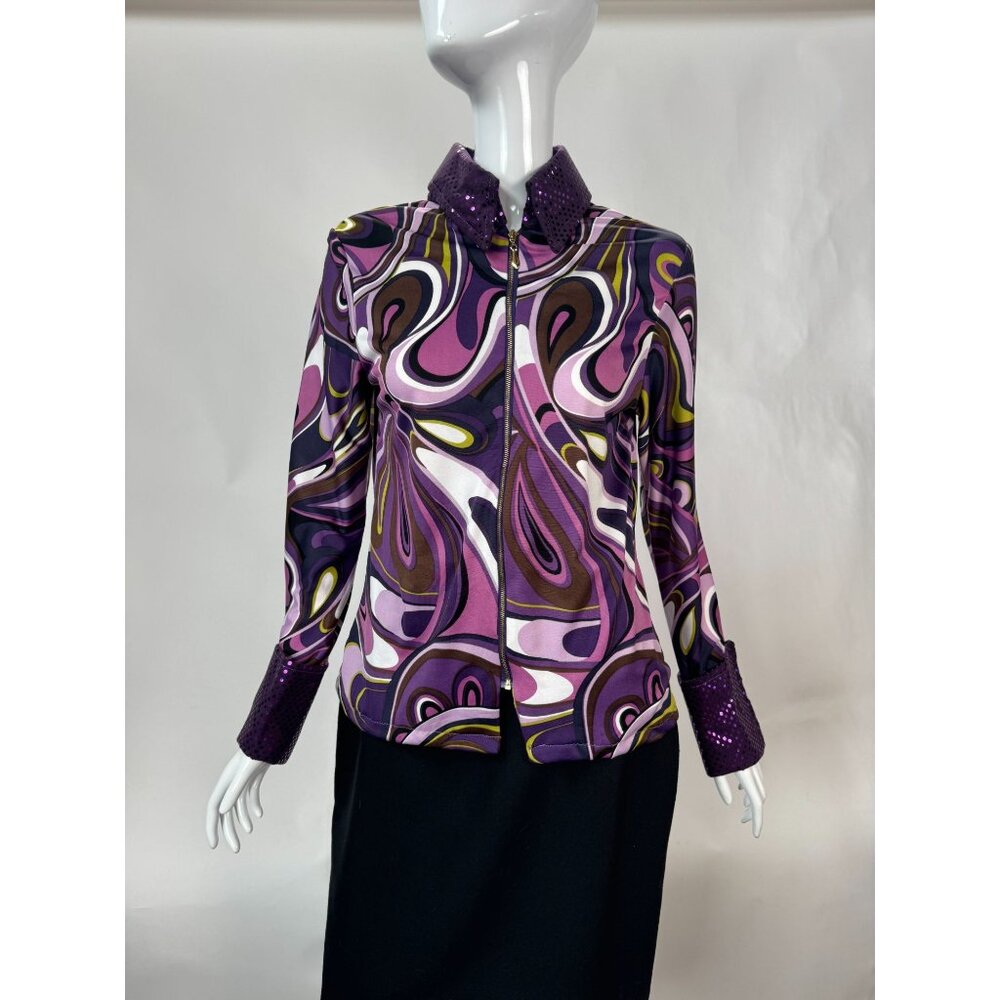 Psychedelic Patterned Jacket With Sequin Collar &… - image 1